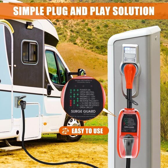 RV Surge Protector 50amp RV Circuit Analyzer 12000J + 14-50P to 10-50R Adapter - Picture 4 of 16